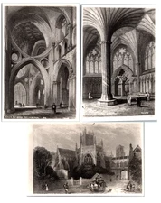 Set of 3 Wells Cathedral England Vintage Art Postcards Gothic Architecture