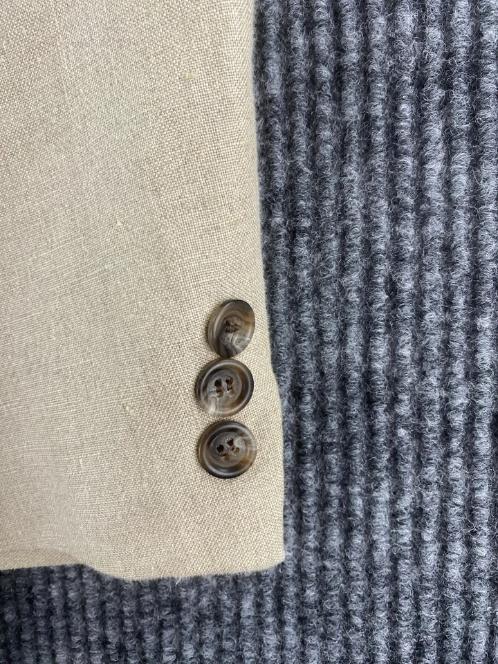 Abrigo Deportivo DKNY 44 R Beige Lino Sólido Diseñador Lujo Verano Premium De Colección Foto 2 de 4