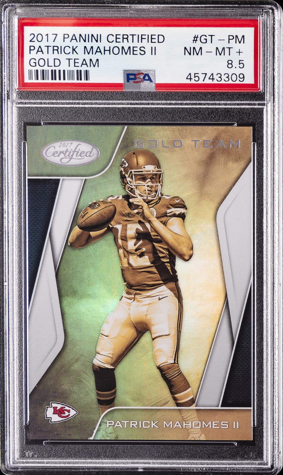 Patrick Mahomes Panini Certified Gold Team #GTPM Gold Mirror