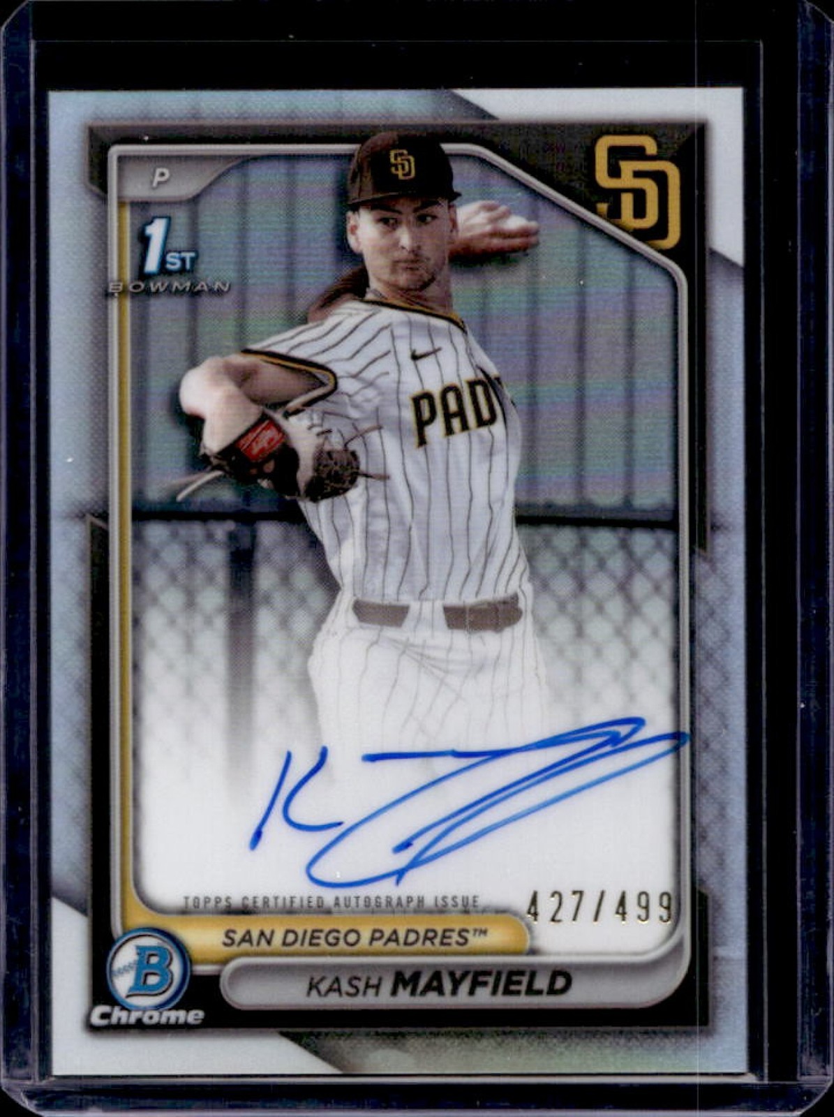 2024 Bowman Draft Kash Mayfield Chrome Auto Refractor 1st Prospect #/499 Padres