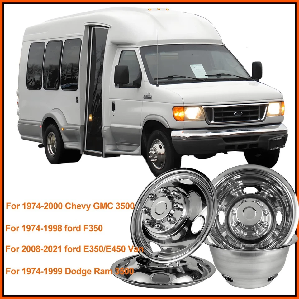 16" Dual Steel Wheel Simulators Dually Rim Liners Cover for 2008-2021 Ford E-350 - Imagem 3 de 4