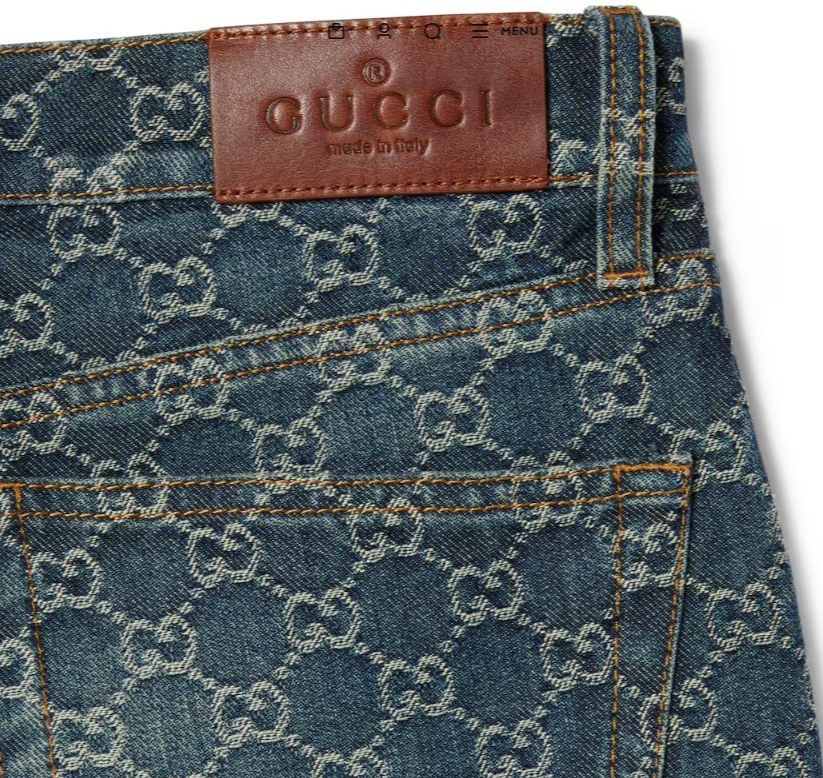 Gucci GG Cotton Denim Jacquard Pants Size 28 (US 8) | eBay