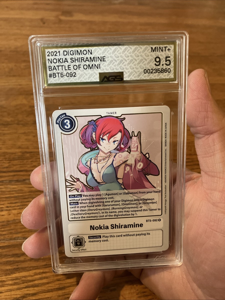 2021 Digimon Card Game Nokia Shiramine BT5-092 AGS 9.5 Grading