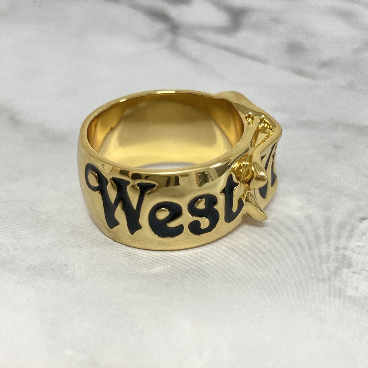 Vivienne Westwood Ring L Size 8 Belt Gold w/Pouch NO BOX | eBay
