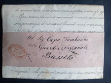 Stampati franchi c. 2 Alessandria Capo Tamburino Guardia Nazionale Busseto 1860