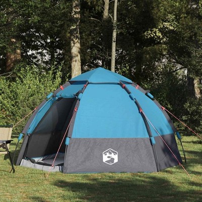 Instant 4 Personen Camping Zelt blau 185T Polyester 280x280x160 cm schneller Aufbau XL