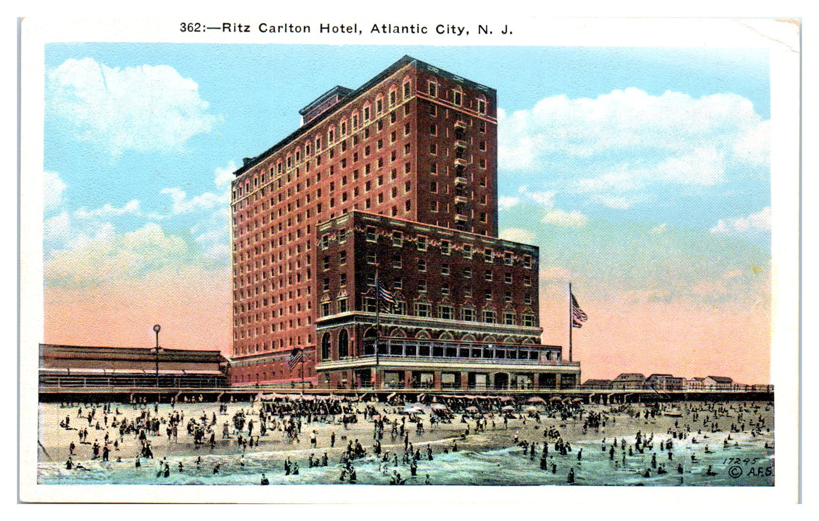 Postcard: 362: Ritz Carlton Hotel, Atlantic City, N. J. 7245 AFS