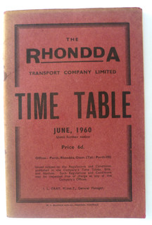 RHONDDA TRANSPORT JUNE 1960 BUS SERVICES TIMETABLE BOOKLET