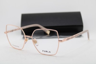 NEW FURLA VFU835 COL.08FC ROSE GOLD PINK GOLD AUTHENTIC EYEGLASSES 54-16