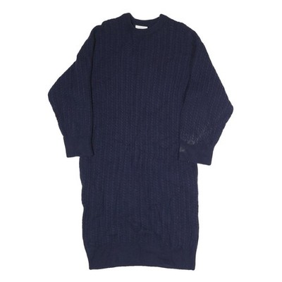 Lacoste Damen Midikleid dunkelblau Baumwollmischung Zopfmuster Langarm L