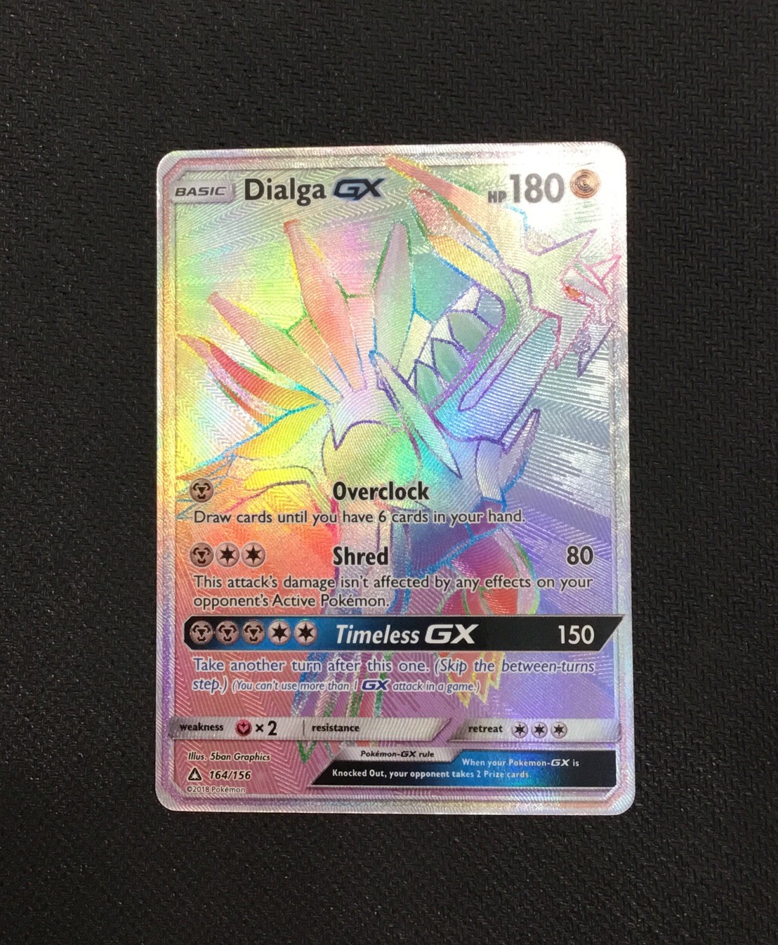 Pokemon Dialga GX Ultra Prism 164/156 Ultra Rare Full Art Rainbow NM