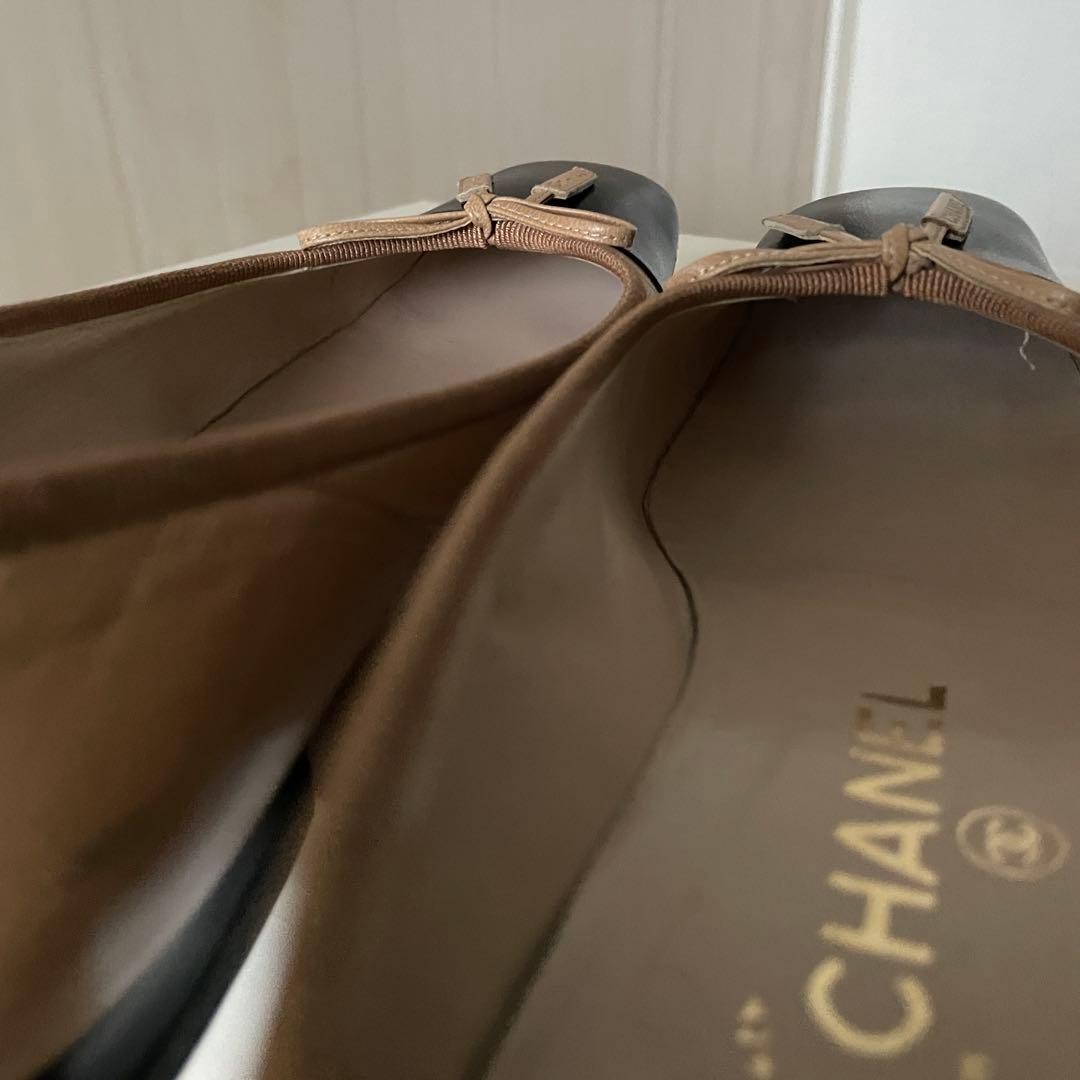 Chanel Low Heel Pumps Beige With Ribbons Size 35.5 US About5.5 For Women thumbnail 7
