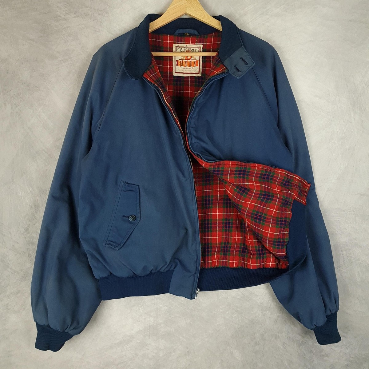 Vintage Baracuta Jacket Mens 46 Blue Tartan Lined Bomber G9