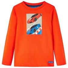 Kids' T-shirt with Long Sleeves Tee T Shirt Racing Car Print Bright Orange 128 v