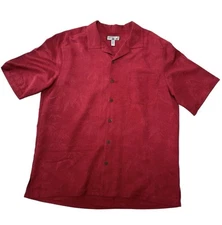 CARIBBEAN JOE Mens Shirt XL Red Pocket Hawaiian Tropical Button Short Sleeve
