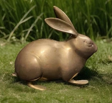 Vintage Heavy Brass Bunny Rabbit Bank 6”L x 5”H 🐰