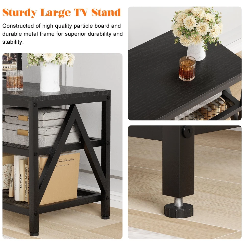 TV Stand for TVs up to 60 Inch, 43" Long Industrial TV Console Table with 3-T... - Image 4 of 4