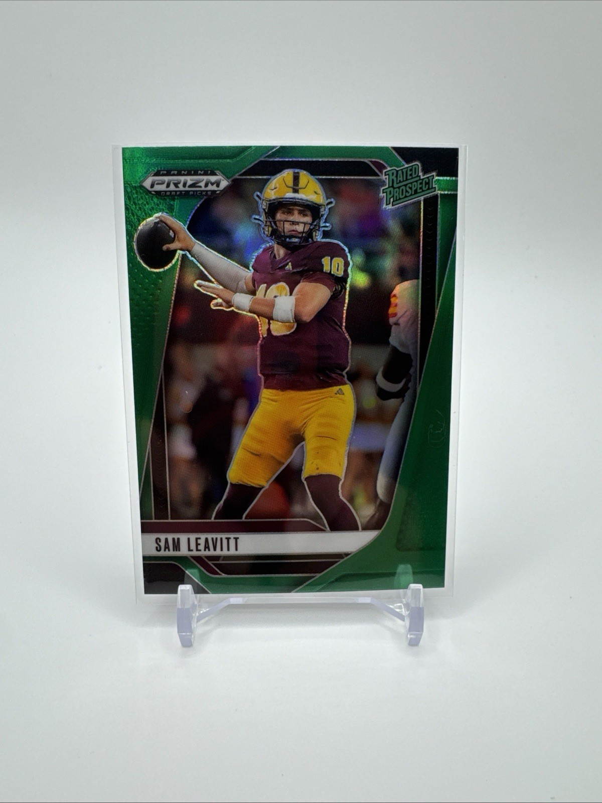 2025 Panini Prizm Draft Picks Sam Leavitt #6 Green Parallel Rated Prospect