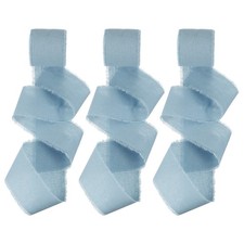 1-1/2"x15 Yd Handmade Fringe Cotton Ribbon Frayed Ribbons Dark Blue 3 Roll