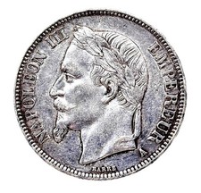 France 5 Francs 1869 A France Paris Napoleon III Silver Km#799.1
