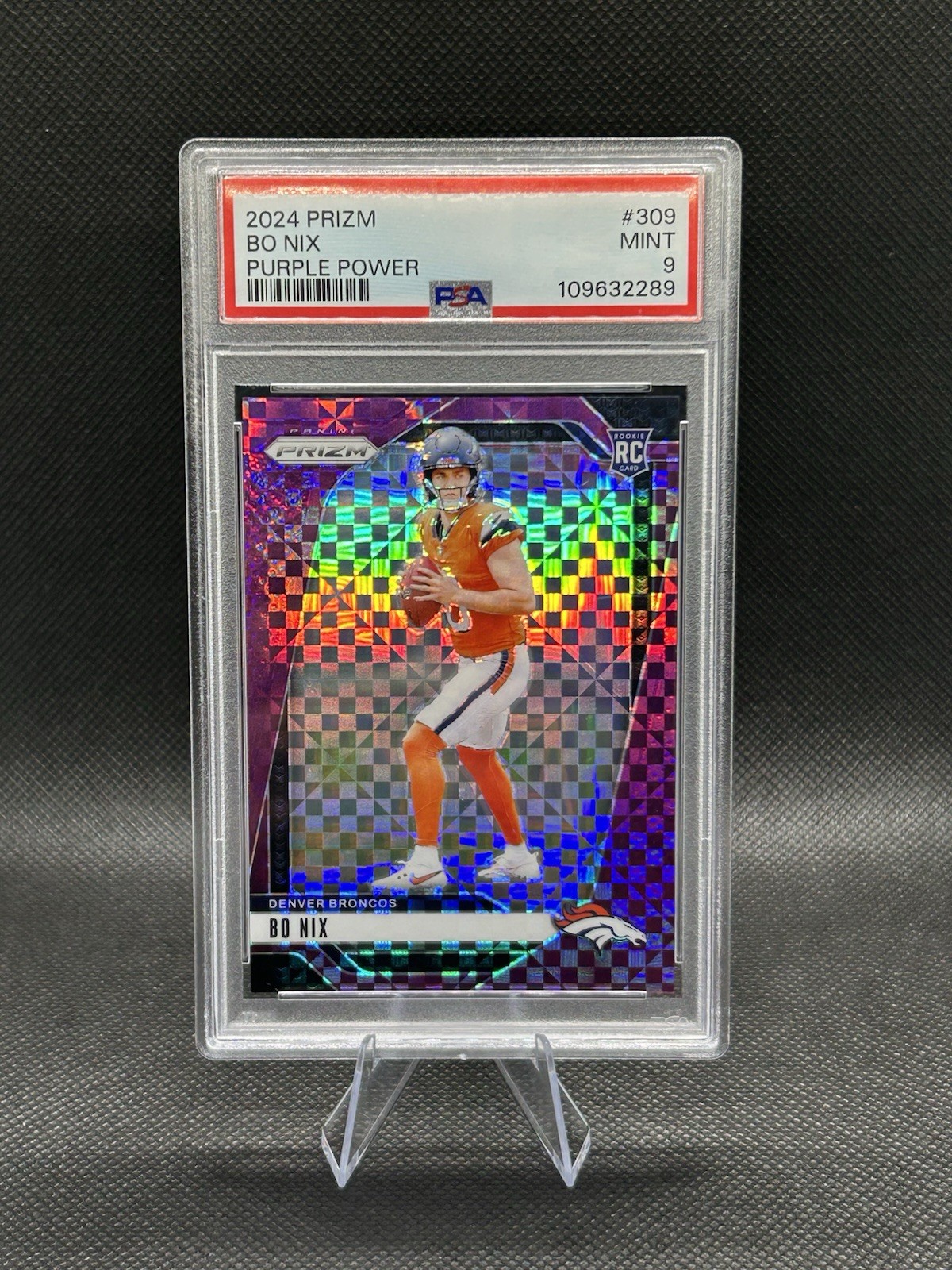2024 Panini Prizm - Rookies Bo Nix #309 Purple Power Prizm /49 (RC)