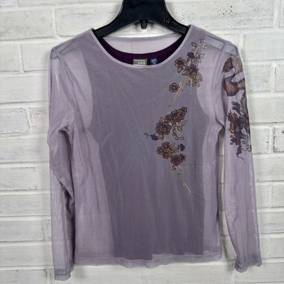 Vintage Y2K Limited Too My Scene Mesh Shirt Built in Tank Top Girls 2XL Women XS
