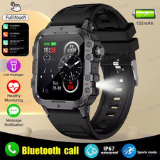 2025 New Military Smart Watch Men IP67 3ATM Waterproof Outdoor Sports Fitness Tr