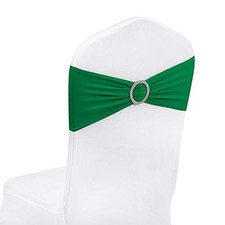 25pcs Emerald Spandex Chair Sashes with Buckle Slider for Wedding, Party Deco...