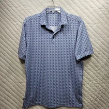 Mizzen+Main Polo Men's Medium Light Blue AOP Geometric Performance Golf