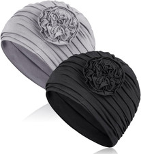 2 Pcs Chemo Headwear for Women Soft Hats Cancer Patients Elastic Cap