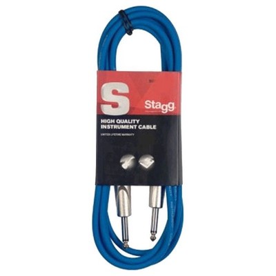 Stagg SGC3DL CBL Blue 10 Foot Professional Guitar Cable W/Noise Free Connectors