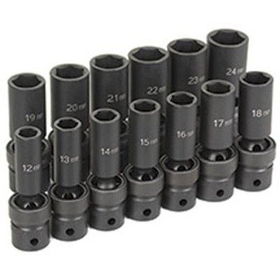 13-Piece 1/2 in. Drive Deep Length Metric Universal Socket Set GRY-1313UMD New!