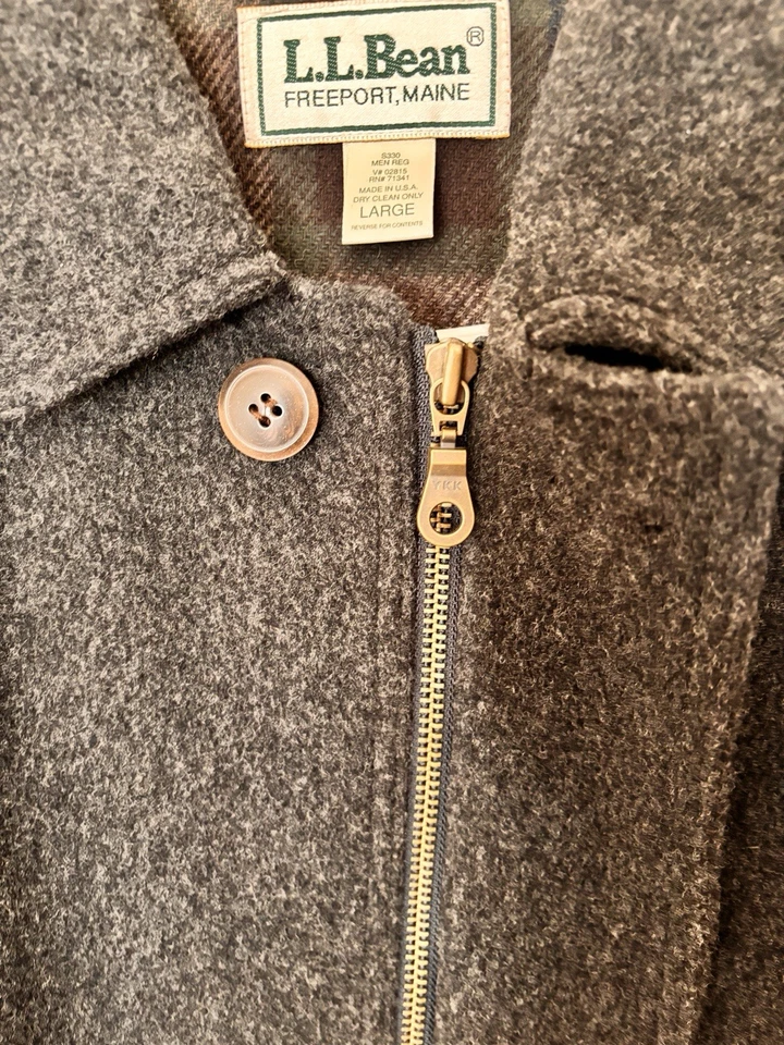 Vintage Rare L.L. Bean Wool Tweed Hunting Field Overcoat Coat Men’s Size L Gray - Image 3 of 4
