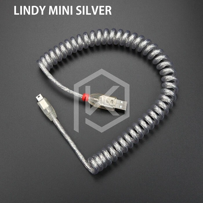 Coiled Mechanical Keyboard Cable with Mini USB for Poker 2 and Micro PCs