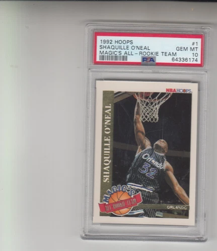 1992-93 Hoops Shaquille O'Neal Magic's All Rookie Team #1 PSA 10 Gem Mint