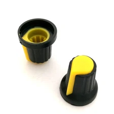 20Pcs 6mm Threaded Knurled WH148 Potentiometer Knobs Cap Caps 15*17mm Yellow