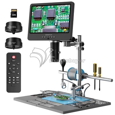 10-in Andonstar AD249S-M-Plus Trinocular HDMI Digital Microscope + Base/ Remote