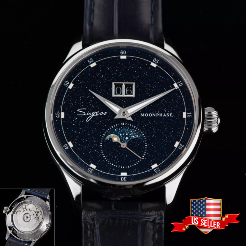 Sugess MoonPhase Aventurine Dial Auto Mechanical Watch V3