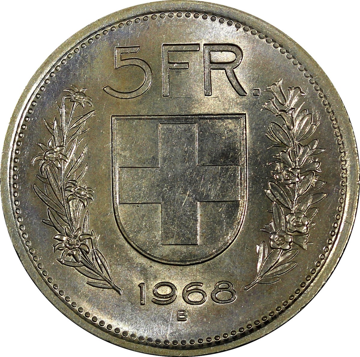 【ブルートーン】1885年 スイス 5フラン PCGS認定 1967 B スイス コンフォデラティオ・ヘルヴェティカ 5フランPCGS