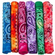 Bandanas - Tie Dye Bandana - 6 Pack Paisley Bandanas - Colorful Cotton Bandanas