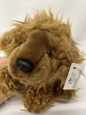 Russ Berrie Plush Stuffed Brown Shaggy 8  plush Dog NEW Curly Hair Holiday Gift