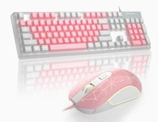 Gaming Keyboard and Mouse Combo K1, 7 Colors, LED Backlit Keyboard with 104 Key