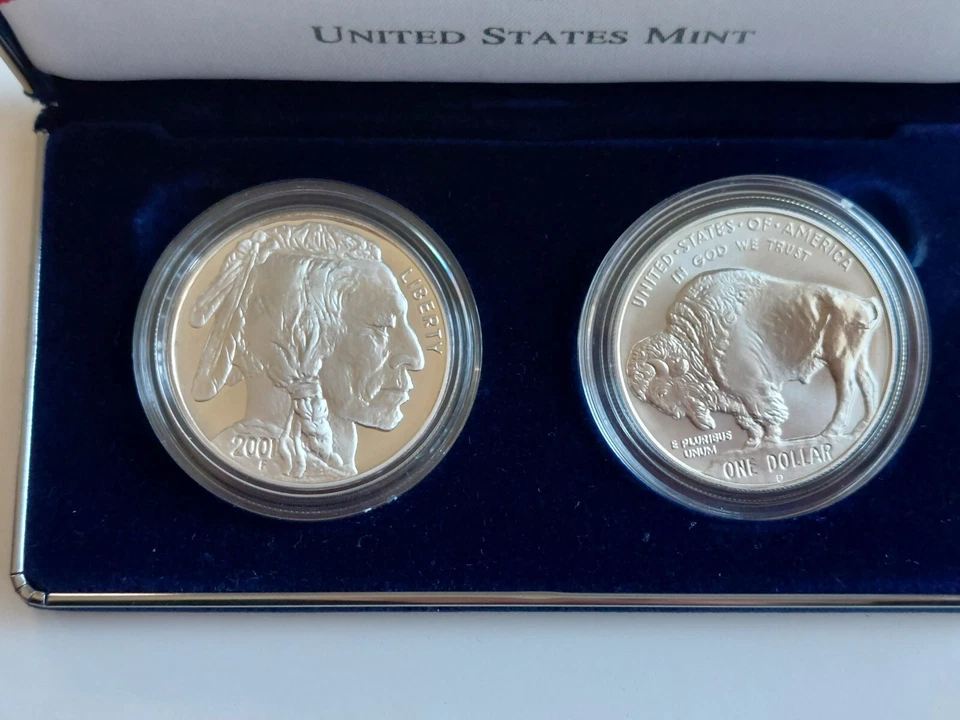 2001 Smithsonian American Buffalo 2-Coin Silver Dollar Set In OGP + COA - Image 3 of 4