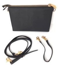 LN Cond DAGNE DOVER Essential CONVERTIBLE Clutch Wallet *BLACK ONYX LEATHER Gold
