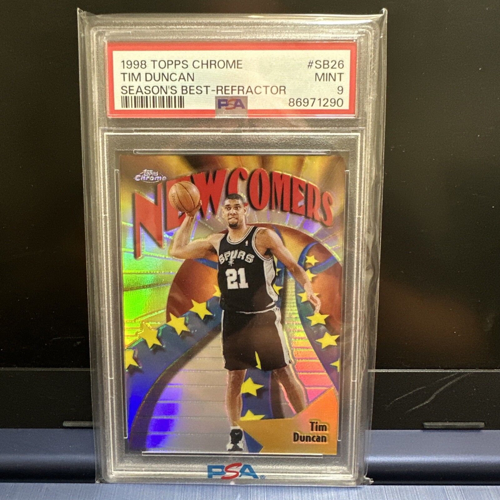 🏀1998 TOPPS Chrome TIM DUNCAN PSA 9 Seasons Best REFRACTOR Insert🔥⭐️🔥