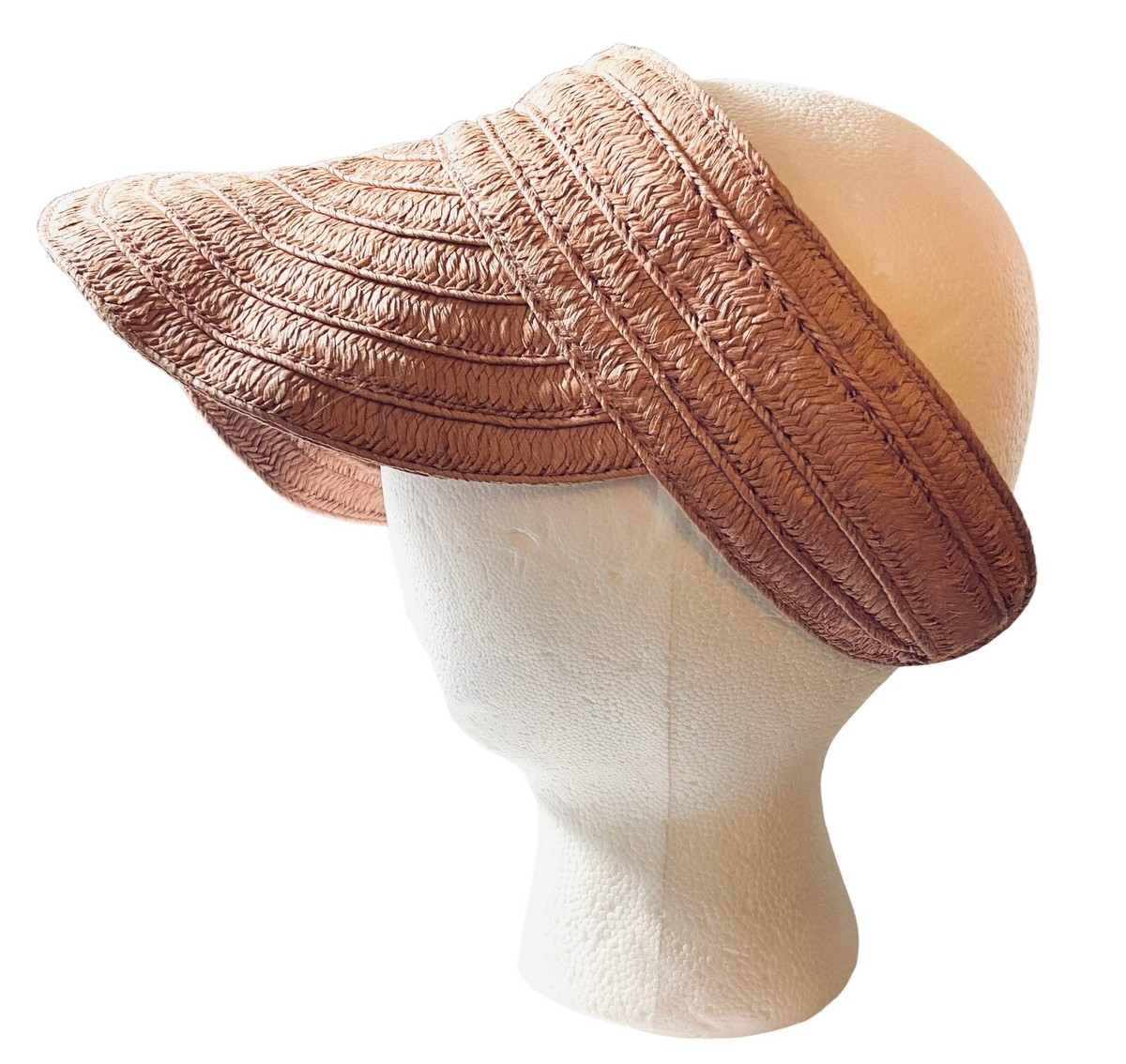 BETSEY JOHNSON Blush Mauve Paper Hat Cabow Cutie Straw Sun Visor Wide Brim Betsey Johnson Cabow Cutie Blush Pink Sun Hat | Mercari main image 3