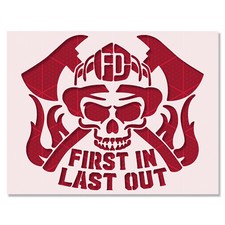 Firefighter Skull Stencil FD Helmet Crossed Axes DIY Craft Template