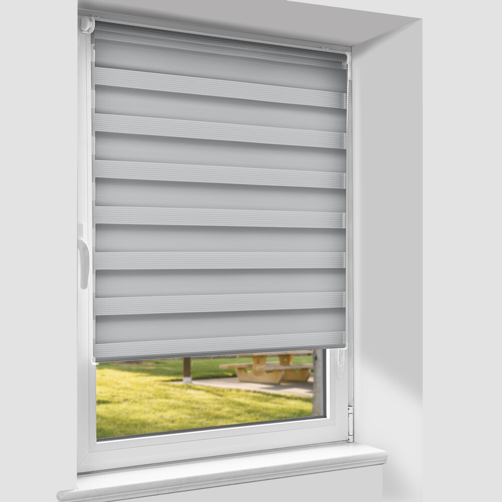 LILIIN Doppelrollo Klemmfix 90x220cm - Zebrarollo Ohne Bohren Weiß