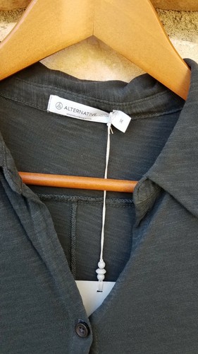 ALTERNATIVE Dark Coal Slate 100% Cotton Long Sleeve Button-Up Shirt Size M ~ NWT - Picture 5 of 5
