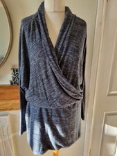 Banana Republic Blue Marl  Jersey Faux Wrap Dress/tunic Uk Large Bnwt Winter 